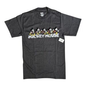 DISNEY PARKS Mickey Mouse Graphic T-Shirt Men's Small Gray Retro (Hanes) NWT